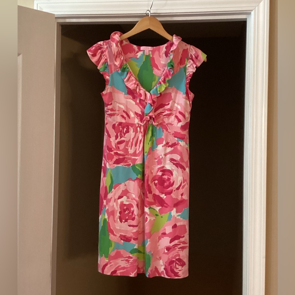 Rare Lilly Pulitzer Clare Dress in Hotty Pink First Impressions, Size Small.